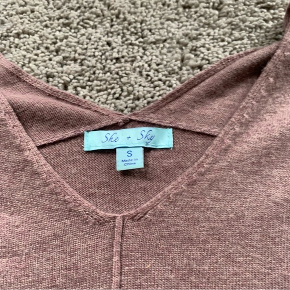 She and Sky Taupe Tan Mauve Colored Sweater Size Small - Picture 5 of 7
